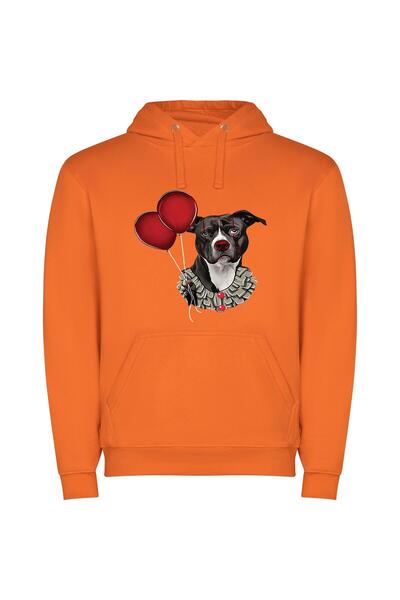 iLovePrints Clown Canine: A Striking Portrait Φούτερ με κουκούλα σε χρώμα Πορ...