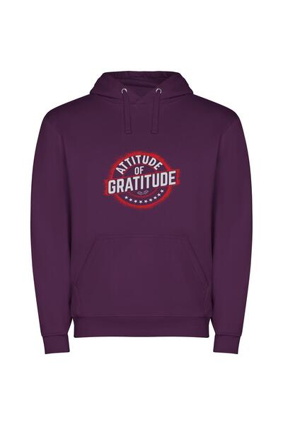 iLovePrints Grateful Attitude Stamp Φούτερ με κουκούλα σε χρώμα Μωβ