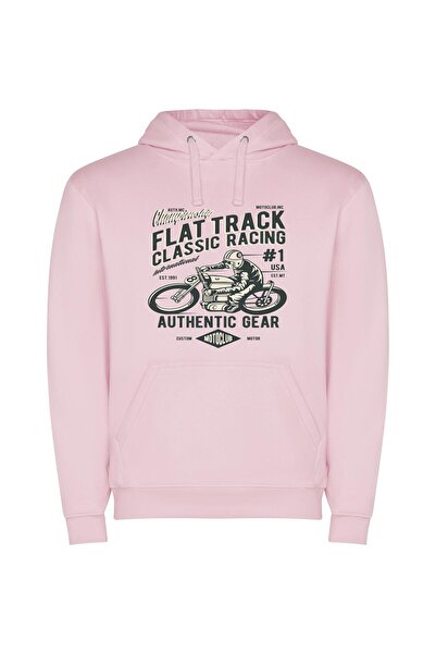iLovePrints Vintage Motorcycle Mania Φούτερ με κουκούλα σε χρώμα Ροζ