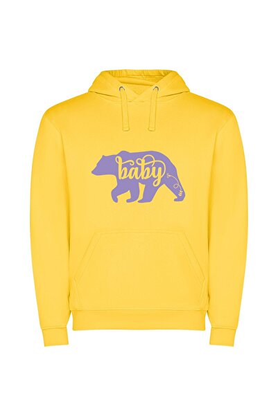 iLovePrints Purple Baby Bear Elegance Φούτερ με κουκούλα σε χρώμα Κίτρινο