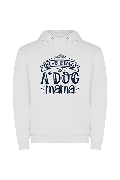 iLovePrints Fur Mama's Whimsical Bliss Φούτερ με κουκούλα σε χρώμα Λευκό