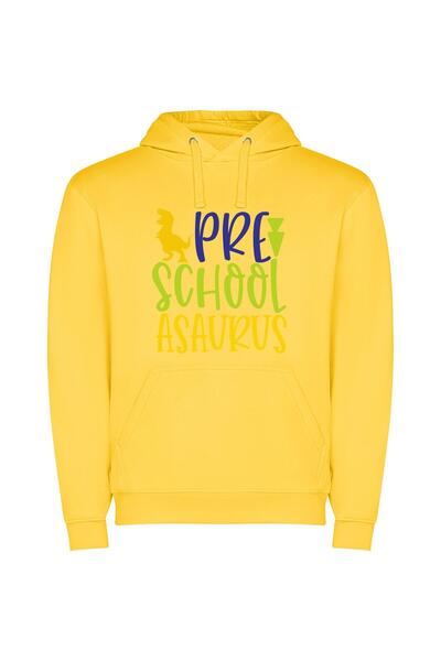 iLovePrints Prehistoric Pre-School Logo Φούτερ με κουκούλα σε χρώμα Κίτρινο