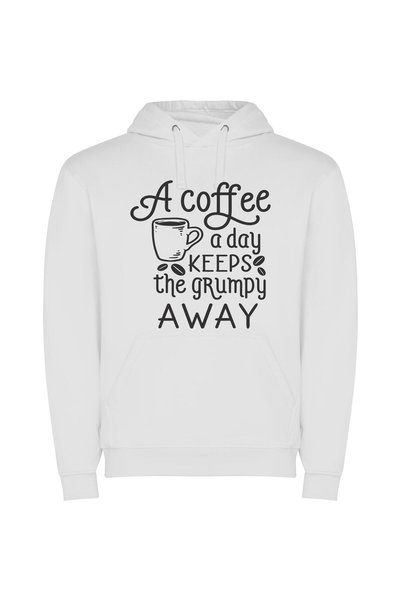 iLovePrints Graceful Grumpy Coffee Fix Φούτερ με κουκούλα σε χρώμα Λευκό