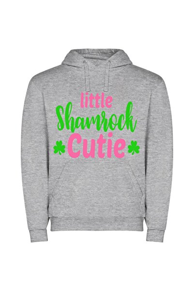 iLovePrints Little Shamrock Darling Φούτερ με κουκούλα σε χρώμα Γκρι
