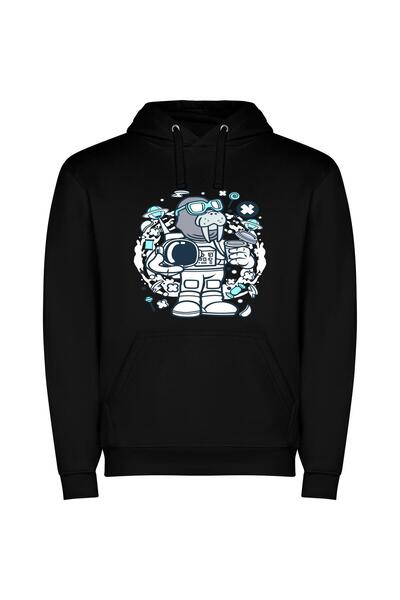 iLovePrints Cosmic Coffee Collection Φούτερ με κουκούλα σε χρώμα Μαύρο