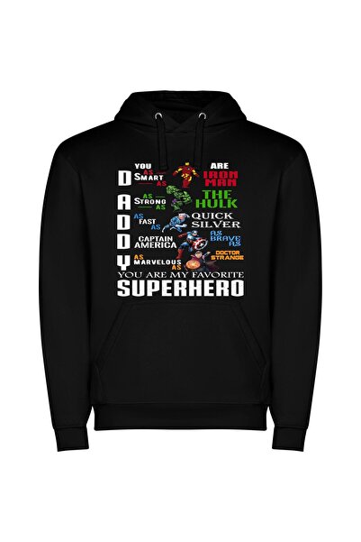 iLovePrints Heroic Fusion: Marvel Style Φούτερ με κουκούλα σε χρώμα Μαύρο