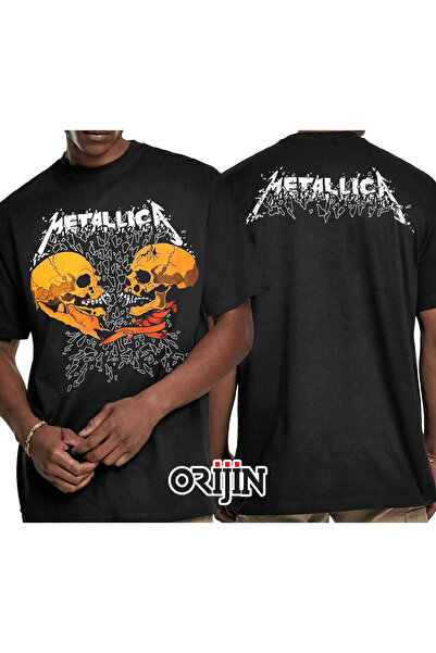 LUNEVIA FASHION Tricou negru unisex cu imprimeu față și spate Metallica Sad B...