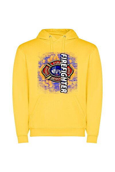 iLovePrints Heroic Flames: Firefighter Tribute Φούτερ με κουκούλα σε χρώμα Κί...