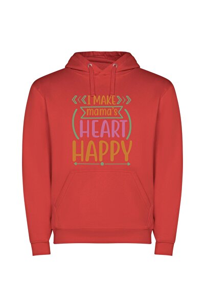 iLovePrints Mama's Blissful Heart Φούτερ με κουκούλα σε χρώμα Κόκκινο