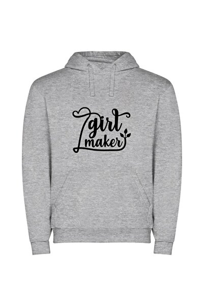 iLovePrints Ink Empowered: Minimalist SVG Φούτερ με κουκούλα σε χρώμα Γκρι