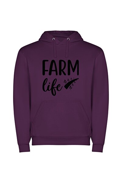 iLovePrints Farm Life Chronicles Φούτερ με κουκούλα σε χρώμα Μωβ