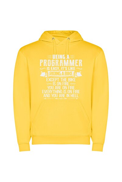 iLovePrints Bike on Fire: Programmer's Journey Φούτερ με κουκούλα σε χρώμα Κί...