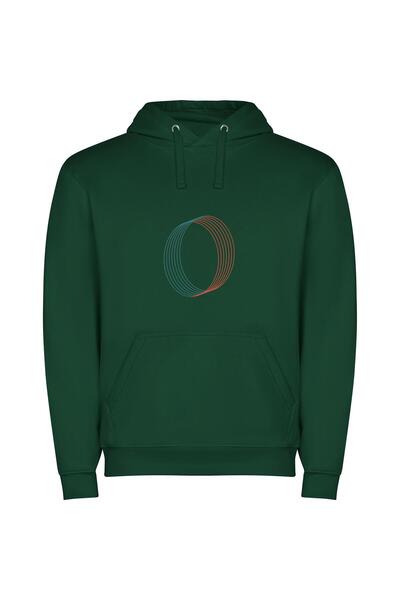 iLovePrints Tricolor Minimalist Emblem Φούτερ με κουκούλα σε χρώμα Πράσινο
