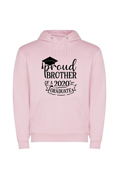 iLovePrints Brother, Proudly Supporting Success Φούτερ με κουκούλα σε χρώμα Ροζ