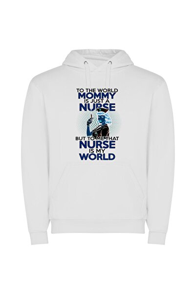 iLovePrints Digital Nurse Enigma Φούτερ με κουκούλα σε χρώμα Λευκό