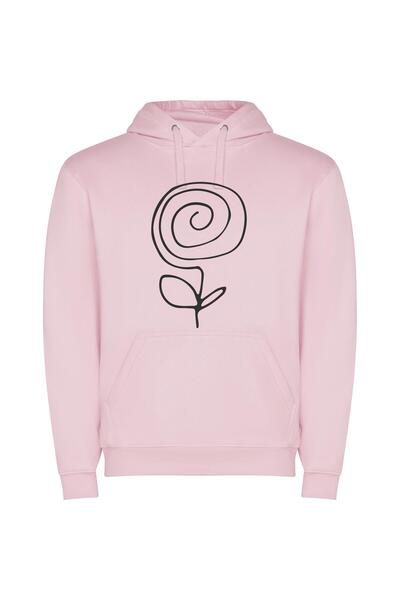 iLovePrints Monochrome Blossom Sketch Φούτερ με κουκούλα σε χρώμα Ροζ