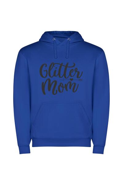 iLovePrints Glamorous Glitter Lettering Φούτερ με κουκούλα σε χρώμα Μπλε