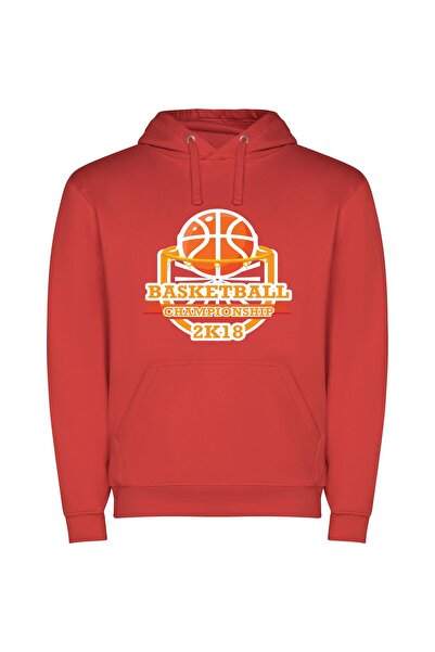 iLovePrints Elite Hoops: 8k Championship Φούτερ με κουκούλα σε χρώμα Κόκκινο