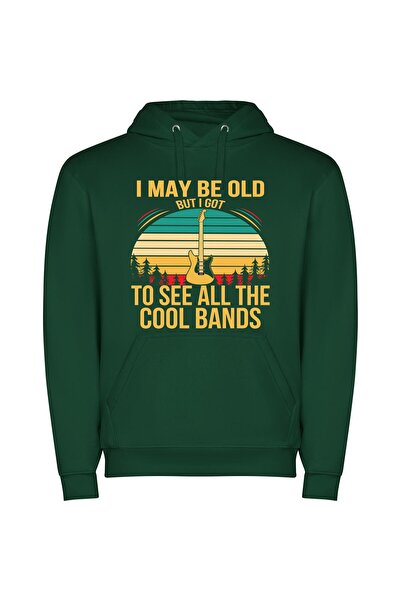 iLovePrints Cool Bands: Timeless Memories Φούτερ με κουκούλα σε χρώμα Πράσινο