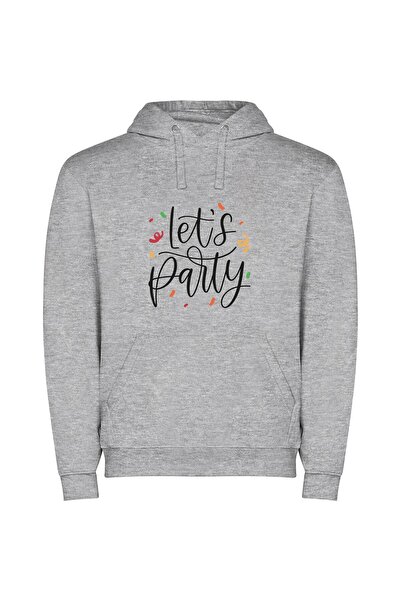 iLovePrints Party in Black Ink Φούτερ με κουκούλα σε χρώμα Γκρι