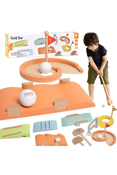 Classic World Set de joc de golf din lemn cu diverse obstacole