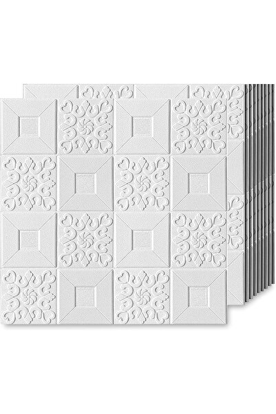 Generic 10 x 3D Brick Wall Stickers White 70 x 70 cm Modern Waterproof PE Foa...
