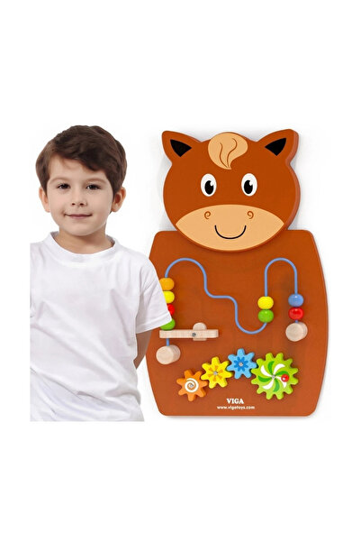 Viga Placă manipulativă din lemn, model cal, certificat FSC, Montessori