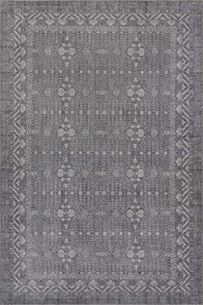 ARTLOOP Folk Gri Antrasit Minimal Etnik Geometrik Desenli Dokuma Tabanlı Şöni...