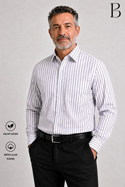 BURSPA Relaxed Fit Classic Single Pocket Men's Dad Shirt