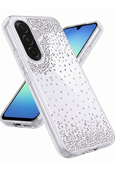 Rivor Samsung Galaxy A36 Uyumlu Kılıf Kamera Çıkıntılı Damla Taşlı Şeffaf Sil...