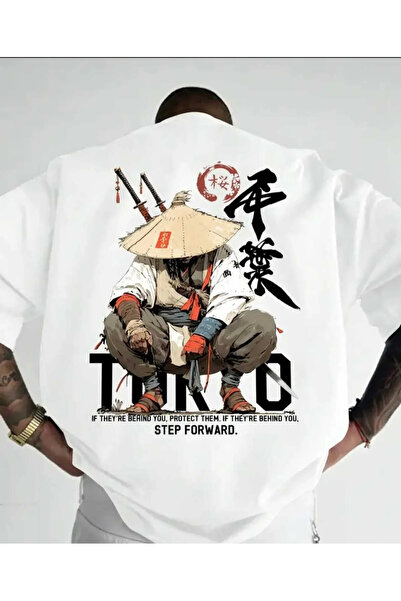 EYMORA Ιαπωνικό μπλουζάκι με στάμπα Anime Samurai σε λευκό χρώμα – Μπλουζάκι ...