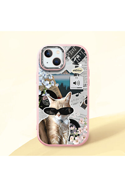SLIMFELT iPhone 13/14 Uyumlu Retro etiket tarzı kedi köpek kılıf, moda severl...