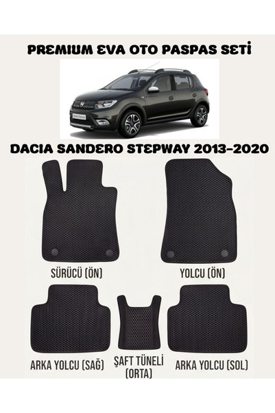 8D OTO PASPASI DACİA SANDERO STEPWAY SERİSİ 2013 - 2020 ARACA ÖZEL PREMİUM EV...