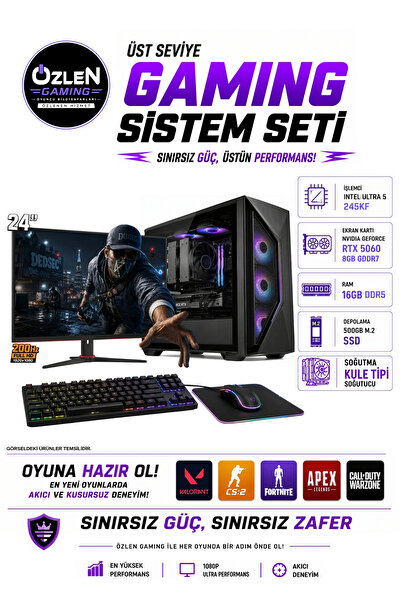 ÖZLEN X44 ULTRA 5 245KF RTX 5060 8GB 16GB DDR5 RAM 500GB M.2 SSD 24'' Full HD...