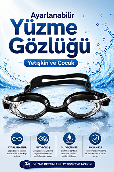 İMVULA Yüzme Gözlüğü Ayarlanabilir Yetişkin-Çocuk Havuz Deniz Gözlüğü