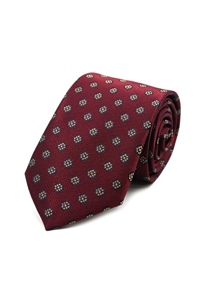 Sade Kravat Bordo Lacivert Bej Küçük Desenli Kravat 34425 Bordo