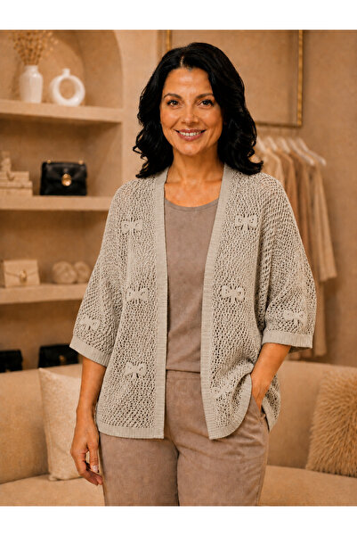 QYA Clothing Women's Openwork Knitted Patterned Long Sleeve Knitwear Cardigan...