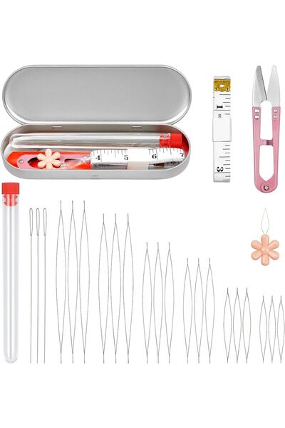 Arabest 21-Piece Beading Needles Set,6 Sizes Big Eye,Collapsible Design,for D...