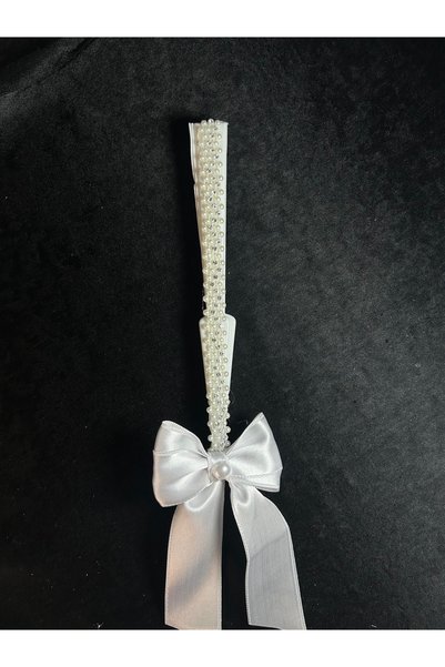 Bridal Luxe Katlanabilen gelin yelpazesi incili düz beyaz