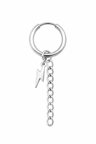 Blisse Piercing Unisex Silver Color Surgical Steel Dangle Lightning Bolt and ...