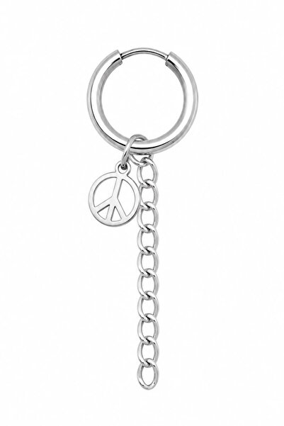 Blisse Piercing Unisex Silver Color Surgical Steel Dangle Peace Symbol and Ch...