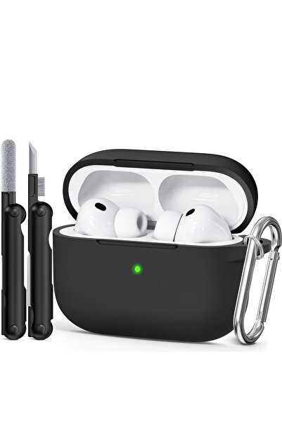 Choice7 غطاء حماية سيليكون ناعم لسماعات AirPods Pro 3 باللون الأسود مع قلم وط...