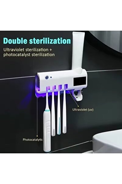 CasaDesteapta.ro Toothpaste Dispenser with Toothbrush Holder and UV Steriliza...