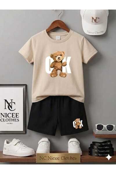 Leto Lykia Summer Children's T-Shirt Shorts Unisex (Coco Bear Printed)