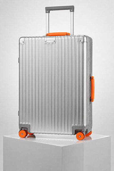 LUGGAGEMARKETİM حقيبة سفر ألمنيوم كامل أصلية 100%، هيكل فاخر، عجلات مزدوجة 36...