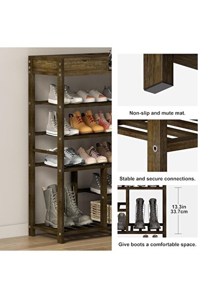 GENERAL Bamboo Shoe Rack for Closet 6 Tier Shoe Storage Organizer Entryway Ta...