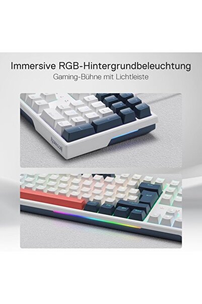 REDRAGON لوحة مفاتيح الألعاب K668 RGB، 104 مفاتيح + 4 مفاتيح اختصار إضافية، ل...