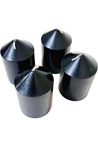 Generic Pillar Candles Black Color Set Of 4Pcs Unscented Candles 7.5cm Long x...