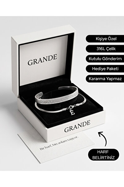 GrandeAccessory سوار فضي من نوع آيتيل كرسي بطول 2 بوصة وسوار من الفولاذ المقا...
