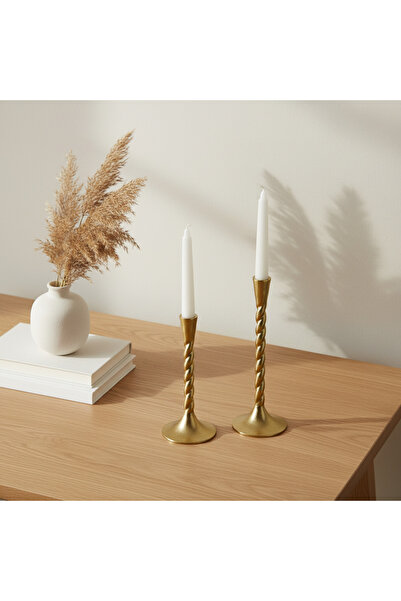 Generic Loor Metal Candle Holder, Set Of 2 - Gold